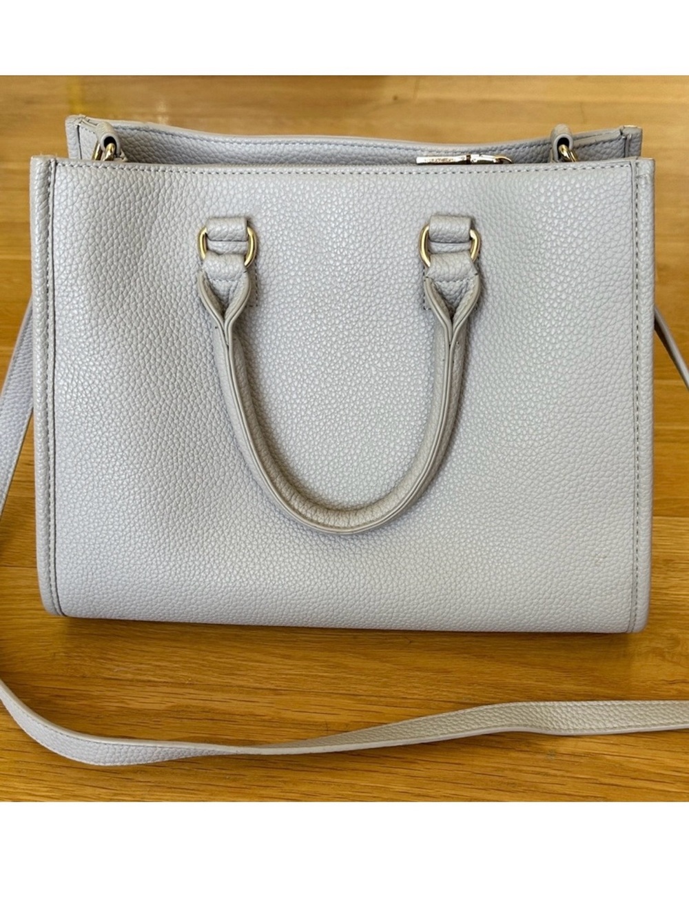 Faux Leather Light Gray Women's Satchel